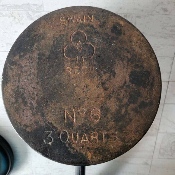 Antique Swain Cast Iron Pot Sauce Pan with Lid 3qt No 6 Long Handle Romany Gypsy - Picture 9 of 12